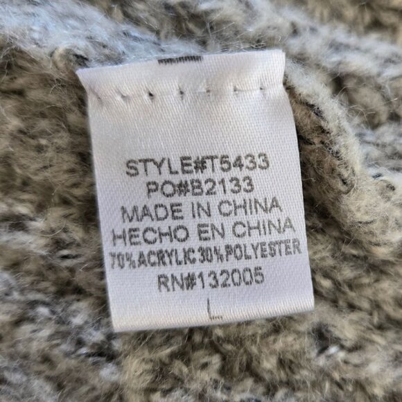 Entro Large Slouchy Shaker Knit Cowl Neck Sweater | Raglan Sleeves | Gray - Picture 4 of 5